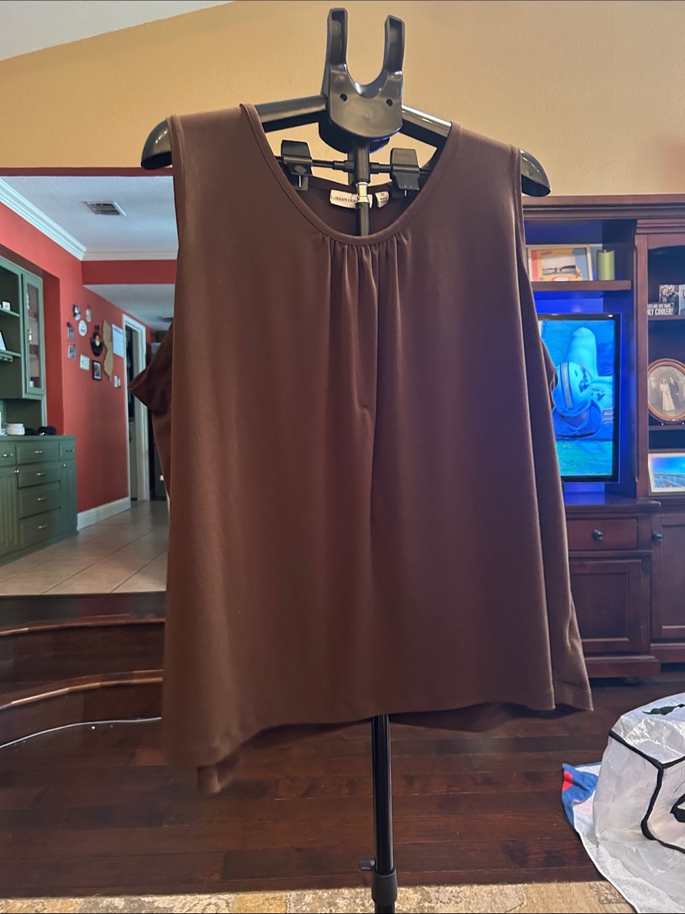 Susan Graver Brown Sleeveless Scoop Neck Camisole